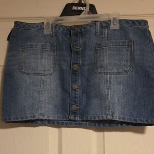SO Blue Denim Skirt with Button Detail